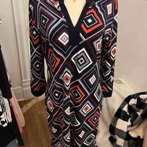 Banana Republic Midi Dress- Size medium. Geometrical patters, 3/4 sleeves.